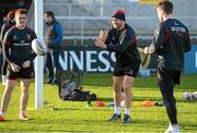 2 January 2015; Ulster's Paddy Jackson, Rory Best and Craig Gilroy, during their captain's run ahead of their side's Guinness PRO12, round 12, match against Leinster on Saturday. Kingspan Stadium, Ravenhill Park, Belfast, Co. Antrim. Picture credit: Oliver McVeigh / SPORTSFILE
