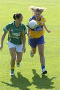 22 August 2007; Sinead Brennan, left, Leitrim, and Majella Griffin, Clare, who are representing two of the remaining teams in the Senior and Intermediate Championships to be broadcast on TG4. The semi-finals for both competitions are on consecutive weekend's starting Saturday 25th August 2007. TG4 will broadcast a live doubleheader from Portlaoise this Saturday starting at 5.15pm and a second doubleheader from Breffni Park the following Saturday. Dublin University Cricket Grounds, Trinity College, Dublin. Picture credit: Ray Lohan / SPORTSFILE