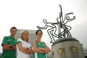 24 August 2007; Irish athletes Alistair Cragg, Roisin McGettigan, centre, and Mary Cullen relaxing in Osaka prior to the start of the Championships. The 11th IAAF World Championships in Athletics, Dijimahama, Kita-Ku, Osaka, Japan. Picture credit: Brendan Moran / SPORTSFILE  *** Local Caption ***
