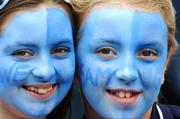 26 August 2007; Twelve-year-old Dublin supporters, from Lucan, Rebecca Connolly, left, and Eimar Daly at the game. Bank of Ireland All-Ireland Senior Football Championship Semi Final, Dublin v Kerry, Croke Park, Dublin. Picture credit: Ray McManus / SPORTSFILE