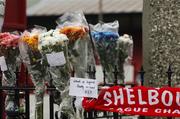 27 August 2007; A selection of tributes to honour the late Oliver (Ollie) Byrne, Chief Executive and majority shareholder of Shelbourne Football Club, outside the club's ground Tolka Park. Richmond Road, Drumcondra, Dublin. Picture credit; Stephen McCarthy / SPORTSFILE