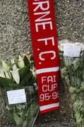 27 August 2007; A selection of tributes to honour the late Oliver (Ollie) Byrne, Chief Executive and majority shareholder of Shelbourne Football Club, outside the club's homeground. Tolka Park, Richmond Road, Drumcondra, Dublin. Picture credit; Stephen McCarthy / SPORTSFILE