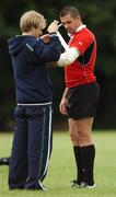 27 August 2007; Ireland's Alan Quinlan has his arm bandaged during squad training. Ireland rugby training. St Gerard's School, Bray, Co. Wicklow. Photo by Sportsfile *** Local Caption ***
