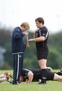 28 August 2007; Ireland's Marcus Horan is attended to by Physiotherapist Brian Green during squad training. Ireland Rugby Squad Training, St Gerard's School, Bray, Co. Wicklow. Picture Credit; Brian Lawless / SPORTSFILE