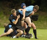 29 August 2007; Ireland's Malcolm O'Kelly is tackled by Tommy Bowe, left, and Alan Quinlan during squad training. Ireland Rugby Squad Training, St Gerard's School, Bray, Co. Wicklow. Picture Credit; Matt Browne / SPORTSFILE