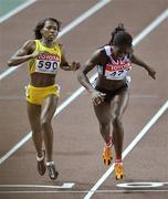 29 August 2007; Christine Ohuruogu, of Great Britain, right, comes home ahead of third placed Novlene Williams of Jamaica to win the Women's 400m Final. The 11th IAAF World Championships in Athletics, Nagai Stadium, Osaka, Japan. Picture credit: Brendan Moran / SPORTSFILE *** Local Caption ***