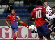 30 August 2007; Henrick Larsson, Helsingborgs, strikes a free past the Drogheda United wall. UEFA Cup, Second Qualifying Round,  Second Leg, Helsingborgs v Drogheda United, The Olympen Stadium, Helsingborg, Sweden. Picture credit: Rickard Nilsson / SPORTSFILE *** Local Caption ***