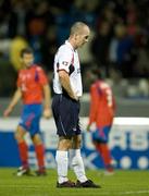 30 August 2007; Drogheda United's Paul Keegan dejected after the final whistle. UEFA Cup, Second Qualifying Round,  Second Leg, Helsingborgs v Drogheda United, The Olympen Stadium, Helsingborg, Sweden. Picture credit: Rickard Nilsson /  SPORTSFILE *** Local Caption ***