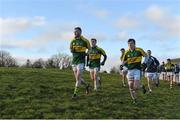 3 January 2015; The Kerry players make their way to the pitch before the game. Roscommon v Kerry, Hastings Cup 2015 Group 2 Round 1. Gort GAA Grounds, Gort, Co. Galway. Picture credit: Pat Murphy / SPORTSFILE