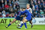 3 January 2015; Stuart Olding, Ulster, is tackled by Luke Fitzgerald, left, and Dave Kearney, Leinster. Leinster v Ulster, Guinness PRO12 Round 12. RDS, Ballsbridge, Dublin. Picture credit: Ramsey Cardy / SPORTSFILE