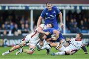 3 January 2015; Jordi Murphy, Leinster, is tackled by Clive Ross, left, and Roger Wilson, right, Ulster. Leinster v Ulster, Guinness PRO12 Round 12. RDS, Ballsbridge, Dublin. Picture credit: Stephen McCarthy / SPORTSFILE