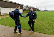 4 January 2015; Wexford forward's coach Matty Forde shakes hands with new Wexford manager David Power. Bord na Mona O'Byrne Cup, Group D, Round 1, Dublin v NUI Maynooth. Pairc Ui Suiochan, Gorey, Co. Wexford.  Picture credit: Matt Browne / SPORTSFILE