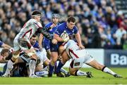3 January 2015; Jack McGrath, Leinster, is tackled by Robbie Diack, left, and Franco van der Merwe, Ulster. Leinster v Ulster, Guinness PRO12 Round 12. RDS, Ballsbridge, Dublin. Picture credit: Ramsey Cardy / SPORTSFILE