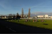 4 January 2015; A general view of both the Laois and Offaly teams warming up ahead of the game. Bord na Mona O'Byrne Cup, Group A, Round 1, Offaly v Laois. O'Connor Park, Tullamore, Co. Offaly. Picture credit: Barry Cregg / SPORTSFILE