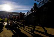 4 January 2015; Laois players make their way onto the pitch ahead of the game. Bord na Mona O'Byrne Cup, Group A, Round 1, Offaly v Laois. O'Connor Park, Tullamore, Co. Offaly. Picture credit: Barry Cregg / SPORTSFILE