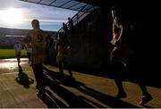 4 January 2015; Offaly players make their way onto the pitch ahead of the game. Bord na Mona O'Byrne Cup, Group A, Round 1, Offaly v Laois. O'Connor Park, Tullamore, Co. Offaly. Picture credit: Barry Cregg / SPORTSFILE