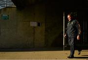 4 January 2015; Pat Flanagan makes his way to the pitch ahead of his first game as new Offaly manager. Bord na Mona O'Byrne Cup, Group A, Round 1, Offaly v Laois. O'Connor Park, Tullamore, Co. Offaly. Picture credit: Barry Cregg / SPORTSFILE