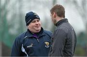 4 January 2015; Wexford manager David Power chats with Wexford forward's coach Matty Forde. Bord na Mona O'Byrne Cup, Group D, Round 1, Dublin v NUI Maynooth. Pairc Ui Suiochan, Gorey, Co. Wexford. Picture credit: Matt Browne / SPORTSFILE
