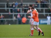 4 January 2015; Colm Cavanagh, Tyrone and Ciaran McKeever, Armagh, after being sent off for a first half incident. Bank of Ireland Dr McKenna Cup, Group C, Round 1, Armagh v Tyrone. Athletic Grounds, Armagh. Picture credit: Oliver McVeigh / SPORTSFILE