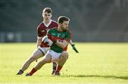 4 January 2015; Chris Barrett, Mayo in action against Cian Connolly, NUIG. FBD League, Section A, Round 1, NUI Galway v Mayo. Elverys MacHale Park, Castlebar, Co. Mayo. Picture credit: Ray Ryan / SPORTSFILE