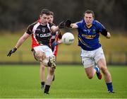 4 January 2015; Tony Weaver, Carlow IT, in action against Chris Murphy, Wicklow. Bord na Mona O'Byrne Cup, Group D, Round 1, Wicklow v Carlow IT. Blessington, Co. Wicklow.  Picture credit: Ray McManus / SPORTSFILE