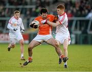 4 January 2015; Michael McKenna, Armagh, in action against Cathal McShane, Tyrone. Bank of Ireland Dr McKenna Cup, Group C, Round 1, Armagh v Tyrone. Athletic Grounds, Armagh. Picture credit: Oliver McVeigh / SPORTSFILE