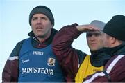 4 January 2015;  Galway new manager Kevin Walsh, left with selector Brian Silke during the game. FBD League, Section B, Round 1, Sligo v Galway. Enniscrone-Kilglass GAA Club, Enniscrone, Co. Sligo. Picture credit: David Maher / SPORTSFILE