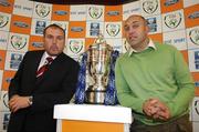27 August 2007; Bohemians manager Sean Connor, left, and St. Patrick's Athletic manager John McDonnell at the 2007 FAI Ford Cup Quarter Final Draw. Dublin Castle Conference Centre, Dublin Castle, Dublin. Photo by Sportsfile  *** Local Caption ***
