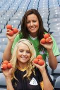 28 August 2007; Wearing the Limerick and Kilkenny colours in advance of the Minor Final are Nicola Moran, right, and Niamh McCaughui at a press conference to promote the upcoming M Donnelly All-Ireland 60 x 30 Minor and Senior Finals and to announce the commissioning of 'Vision 2012'. Vision 2012 is a new communications and marketing strategy aimed at maximising the potential of the sport in the build up to the World Handball Championships in Ireland in 2012. Croke Park, Dublin. Picture credit: Ray McManus / SPORTSFILE