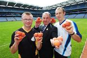 28 August 2007; GAA President Nickey Brennan with All-Ireland finalists, Michael 'Ducksy' Walsh, left, Kilkenny, and Eoin Kennedy, Dublin, at a press conference to promote the upcoming M Donnelly All-Ireland 60 x 30 Finals and to announce the commissioning of 'Vision 2012'. Vision 2012 is a new communications and marketing strategy aimed at maximising the potential of the sport in the build up to the World Handball Championships in Ireland in 2012. The M Donnelly All-Ireland Finals which take place on Saturday September 1st will see the reigning champion Eoin Kennedy attempt to win his fourth consecutive title against a living legend, Kilkenny's Michael 'Ducksy' Walsh  who is going for an amazing 17th All-Ireland title at 41 years of age. Croke Park, Dublin. Picture credit: Ray McManus / SPORTSFILE