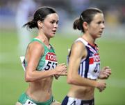 29 August 2007; Ireland's Mary Cullen trails Great Britain's Jo Pavey during her heat of the Women's 5000m in which she finished in 11th place in a time of 15.40.53 but failed to progress to the final. The 11th IAAF World Championships in Athletics, Nagai Stadium, Osaka, Japan. Picture credit: Brendan Moran / SPORTSFILE  *** Local Caption ***