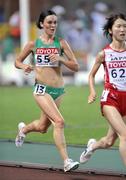 29 August 2007; Ireland's Mary Cullen, 557, trails Japan's Kayo Sugihara during her heat of the Women's 5000m in which she finished in 11th place in a time of 15.40.53 but failed to progress to the final. The 11th IAAF World Championships in Athletics, Nagai Stadium, Osaka, Japan. Picture credit: Brendan Moran / SPORTSFILE  *** Local Caption ***