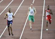 29 August 2007; Ireland's Paul Hession trails Tyson Gay, left, of USA, and Brendan Christian of Antillies on his way to  finishing his semi-final of the Men's 200m in 6th place in a time of 20.50 seconds. The 11th IAAF World Championships in Athletics, Nagai Stadium, Osaka, Japan. Picture credit: Brendan Moran / SPORTSFILE  *** Local Caption ***