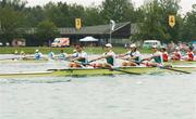 31 August 2007; Members of the men's Lightweight team, left to right, Paul Griffin, stroke, Richard Archibald, third seat, Eugene Coakley, second seat and Cathal Moynihan, bow, in action during the Lightweight Men's four's semi-final at the 2007 World Rowing Championships, Oberschleissheim, Munich, Germany. Picture credit: David Maher / SPORTSFILE