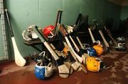 18 August 2007; The hurley's and helmets of the Kilkenny players in the tunnel area of Nowlan Park before training. Nowlan Park, Kilkenny. Picture credit: David Maher / SPORTSFILE