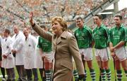 2 September 2007; President Mary McAleese waves to the crowd after meeting the teams. Guinness All-Ireland Senior Hurling Championship Final, Kilkenny v Limerick, Croke Park, Dublin. Picture credit; Matt Browne / SPORTSFILE