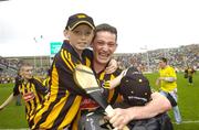 2 September 2007; Darragh McGarry, son of James and late Vanessa, celebrates with Martin Comerford after the final whistle. Guinness All-Ireland Senior Hurling Championship Final, Kilkenny v Limerick, Croke Park, Dublin. Picture credit; Matt Browne / SPORTSFILE