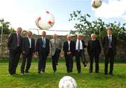3 September 2007; At a photocall to announce details of RTÉ's extensive soccer coverage for the new season, including over 200 hours of top quality football available to fans throughout Ireland are, from left, Ronnie Whelan, Ray Houghton, Graeme Souness, presenter Bill O'Herlihy, John Giles, Liam Brady, Eamon Dunphy, and Kenny Cunningham. RTE, Donnybrook, Dublin. Picture credit; David Maher / SPORTSFILE