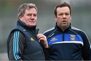 4 January 2015; Cavan manager Terry Hyland, left, and Simon Gaffney, Cavan Physiotherapist ahead of the game. Dr McKenna Cup, Round 1, Down v Cavan. Pairc Esler, Newry, Co. Down. Picture credit: Ramsey Cardy / SPORTSFILE