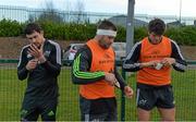 6 January 2015; Munster players Felix Jones, left, CJ Stander, centre, and Donncha O'Callaghan put on some strapping before squad training ahead of their Guinness PRO12, Round 13, game against Zebre on Saturday. Munster Rugby Squad Training, Cork Institute of Technology, Bishopstown, Cork. Picture credit: Diarmuid Greene / SPORTSFILE