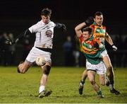 7 January 2015; Padraig Fogarty, Kildare, in action against Kieran Nolan, Carlow. Bord na Mona O'Byrne Cup, Group B, Round 2, Kildare v Carlow, Geraldine Park, Athy, Co. Kildare. Picture credit: David Maher / SPORTSFILE