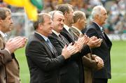 2 September 2007; GAA President Nickey Brennan, with members of the 1982-83 Jubilee team, is introduced to the crowd. Guinness All-Ireland Senior Hurling Championship Final, Kilkenny v Limerick, Croke Park, Dublin. Picture credit: Matt Browne / SPORTSFILE
