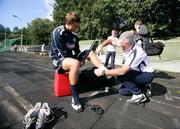 6 September 2007; Northern Ireland's George McCartney, getting strapped up by Terry Hayes, Team Physio,  during squad training. Northern Ireland Squad Training, Arcadia training ground, Riga, Latvia. Picture credit; Oliver McVeigh / SPORTSFILE