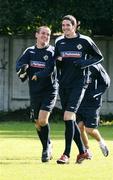 6 September 2007; Northern Ireland's Tony Kane and Kyle Lafferty, during squad training. Northern Ireland Squad Training, Arcadia training ground, Riga, Latvia. Picture credit; Oliver McVeigh / SPORTSFILE