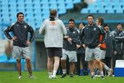7 September 2007; Republic of Ireland manager Steve Staunton with his players, left to right, Jonathan Douglas, Andy Reid and Robbie Keane, during training session. Republic of Ireland Training Session. Slovan Stadium, Bratislava, Slovakia. Picture credit; David Maher / SPORTSFILE