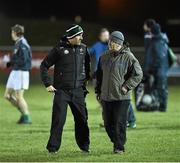 7 January 2015; Kildare manager Jason Ryan, left, with Carlow manager Turlough O'Brien before the start of the game. Bord na Mona O'Byrne Cup, Group B, Round 2, Kildare v Carlow, Geraldine Park, Athy, Co. Kildare. Picture credit: David Maher / SPORTSFILE