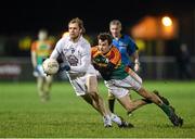 7 January 2015; Seamus McNally, Kildare, in action against Sean Gannon, Carlow. Bord na Mona O'Byrne Cup, Group B, Round 2, Kildare v Carlow, Geraldine Park, Athy, Co. Kildare. Picture credit: David Maher / SPORTSFILE