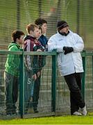 10 January 2015; Former Waterford hurler Paul Flynn, in his role of umpire for the day, chats with young supporters during a break in play. Waterford Crystal Cup Preliminary Round, Cork v University of Limerick, CIT GAA Grounds, Bishopstown, Co. Cork. Picture credit: Brendan Moran / SPORTSFILE