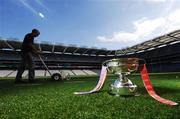 7 September 2007; Today the new O'Duffy Cup, that will be presented to the winners of the Gala All Ireland Senior Camogie Final, went on display in Croke Park. The cup is a replica of the Ardagh Chalice and is named in honour of co-founder of the Association ,the late Seán O'Duffy. Cork, led by Gemma O'Connor, will take on Wexford, led by Mary Leacy, at 4.00pm on Sunday. Croke Park, Dublin. Photo by Sportsfile