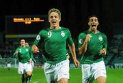 8 September 2007; Kevin Doyle, Republic of Ireland, and team-mate Stephen Kelly, right, celebrate after Doyle scored the second goal. 2008 European Championship Qualifier, Slovakia v Republic of Ireland, Slovan Stadion, Tehelné Pole, Bratislava, Slovakia. Picture credit; David Maher / SPORTSFILE